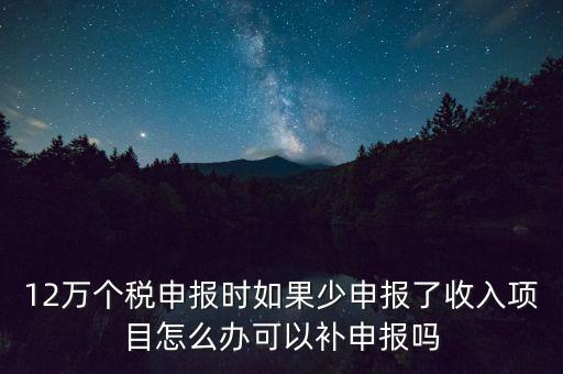 12萬個稅申報如何補報，年收入超12萬申報期錯過申報怎么辦