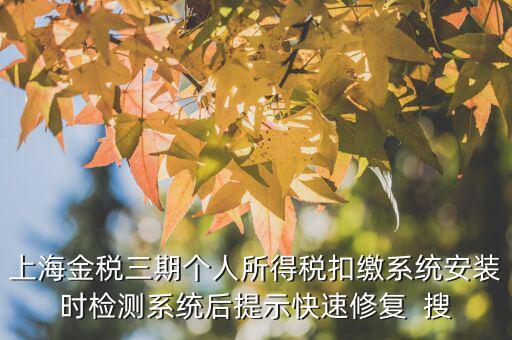 個(gè)稅安裝包如何恢復(fù)，上海金稅三期個(gè)人所得稅扣繳系統(tǒng)安裝時(shí)檢測系統(tǒng)后提示快速修復(fù)  搜