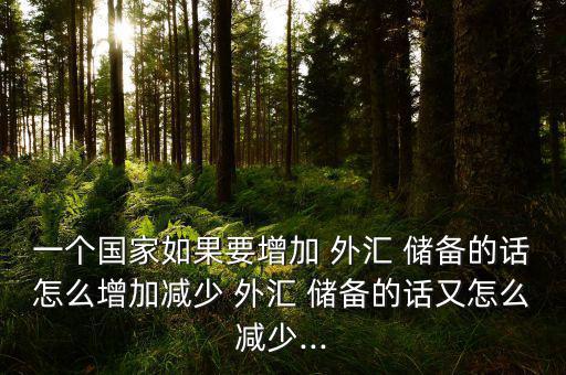 一個(gè)國(guó)家如果要增加 外匯 儲(chǔ)備的話怎么增加減少 外匯 儲(chǔ)備的話又怎么減少...