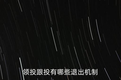 什么是跟投機(jī)制，領(lǐng)投跟投有哪些退出機(jī)制