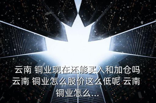  云南 銅業(yè)現在還能買入和加倉嗎 云南 銅業(yè)怎么股價這么低呢 云南 銅業(yè)怎么...