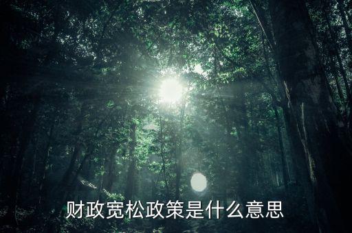 什么是寬松的財政政策，什么是寬松經(jīng)濟政策