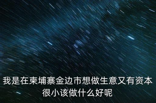柬埔寨投資100萬(wàn)元能干什么，我是在柬埔寨金邊市想做生意又有資本很小該做什么好呢