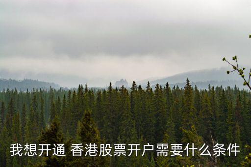 我想開(kāi)通 香港股票開(kāi)戶(hù)需要什么條件
