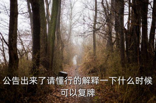 公告出來了請懂行的解釋一下什么時(shí)候可以復(fù)牌