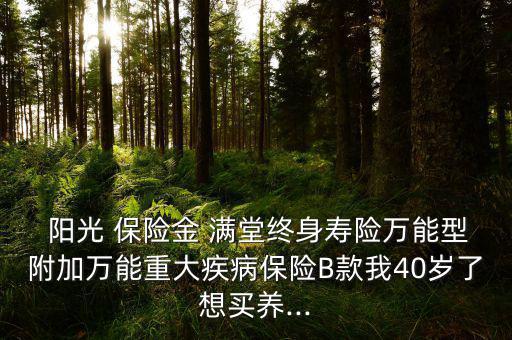  陽(yáng)光 保險(xiǎn)金 滿堂終身壽險(xiǎn)萬(wàn)能型附加萬(wàn)能重大疾病保險(xiǎn)B款我40歲了想買(mǎi)養(yǎng)...