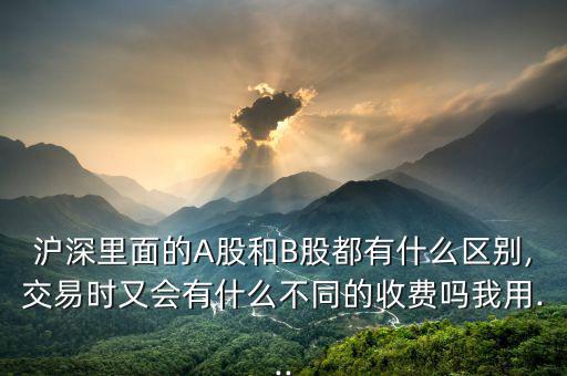 滬深里面的A股和B股都有什么區(qū)別,交易時(shí)又會有什么不同的收費(fèi)嗎我用...