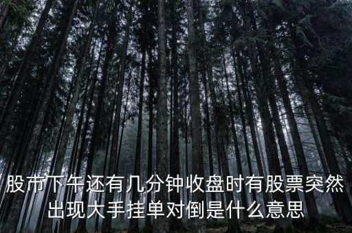 股市下午還有幾分鐘收盤時有股票突然出現(xiàn)大手掛單對倒是什么意思