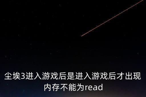 塵埃3進入游戲后是進入游戲后才出現(xiàn)內(nèi)存不能為read