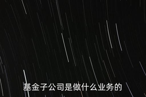 基金子公司是做什么業(yè)務(wù)的