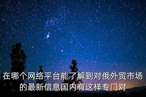 在哪個網絡平臺能了解到對俄外貿市場的最新信息國內有這樣專門對