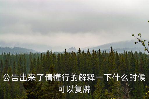 公告出來了請懂行的解釋一下什么時(shí)候可以復(fù)牌
