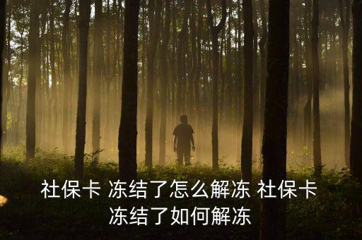  社?？?凍結了怎么解凍 社?？?凍結了如何解凍