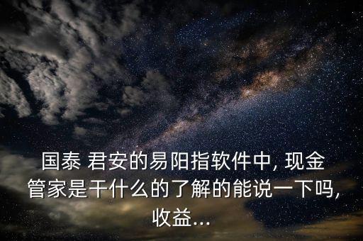  國(guó)泰 君安的易陽指軟件中, 現(xiàn)金 管家是干什么的了解的能說一下嗎,收益...