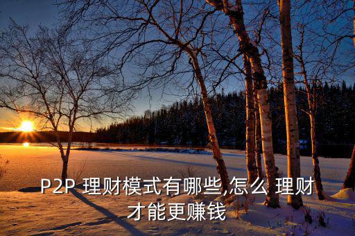 P2P 理財(cái)模式有哪些,怎么 理財(cái)才能更賺錢(qián)
