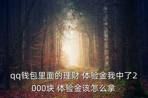 qq錢包里面的理財 體驗(yàn)金我中了2000塊 體驗(yàn)金該怎么拿