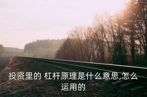 投資里的 杠桿原理是什么意思,怎么運(yùn)用的