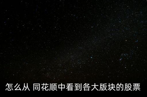 怎么從 同花順中看到各大版塊的股票