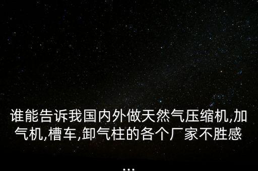 誰能告訴我國內(nèi)外做天然氣壓縮機,加氣機,槽車,卸氣柱的各個廠家不勝感...