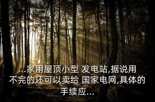 ...家用屋頂小型 發(fā)電站,據(jù)說用不完的還可以賣給 國(guó)家電網(wǎng),具體的手續(xù)應(yīng)...