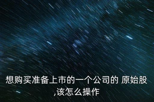 想購(gòu)買準(zhǔn)備上市的一個(gè)公司的 原始股,該怎么操作