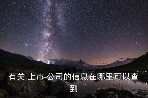 有關(guān) 上市 公司的信息在哪里可以查到