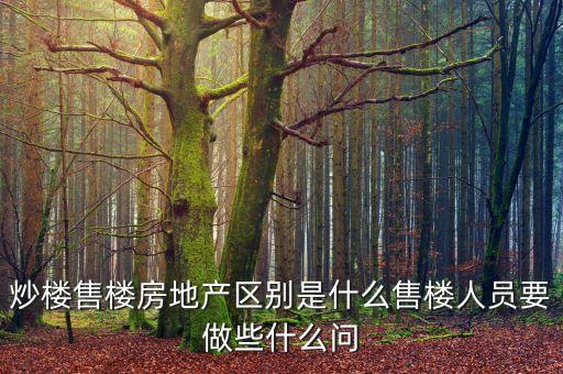 炒房客為什么要炒樓，炒樓售樓房地產(chǎn)區(qū)別是什么售樓人員要做些什么問