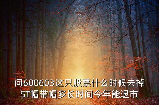 明陽風(fēng)電什么時候退市，問600603這只股票什么時候去掉ST帽帶帽多長時間今年能退市