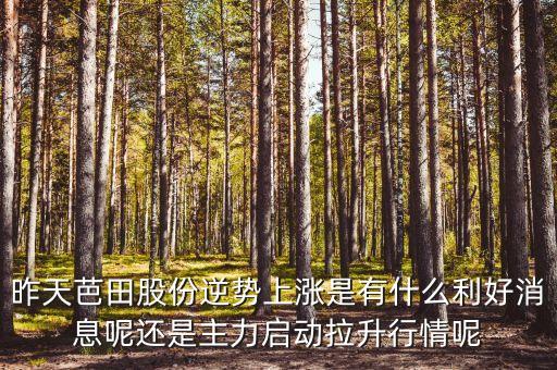 昨天芭田股份逆勢上漲是有什么利好消息呢還是主力啟動拉升行情呢