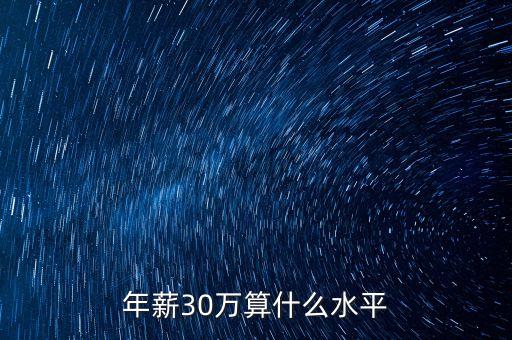年薪30萬算什么水平