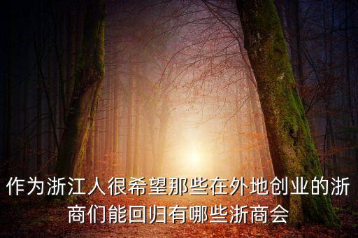 作為浙江人很希望那些在外地創(chuàng)業(yè)的浙商們能回歸有哪些浙商會(huì)