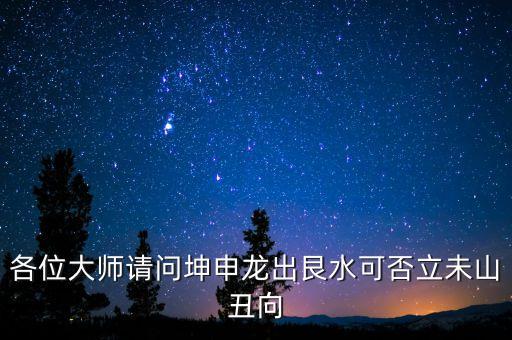 各位大師請(qǐng)問(wèn)坤申龍出艮水可否立未山丑向