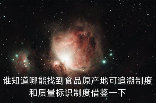 誰(shuí)知道哪能找到食品原產(chǎn)地可追溯制度和質(zhì)量標(biāo)識(shí)制度借鑒一下