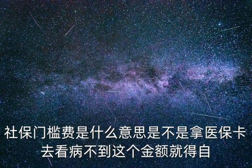 社保門檻費是什么意思是不是拿醫(yī)?？ㄈタ床〔坏竭@個金額就得自