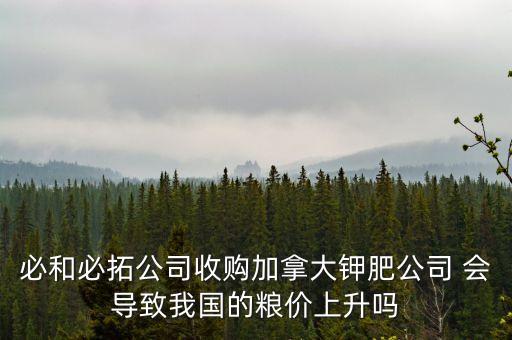 必和必拓公司收購(gòu)加拿大鉀肥公司 會(huì)導(dǎo)致我國(guó)的糧價(jià)上升嗎