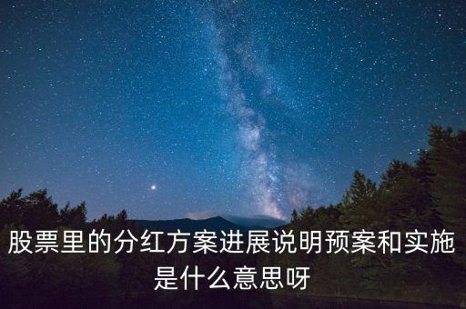 股票里的分紅方案進展說明預(yù)案和實施是什么意思呀