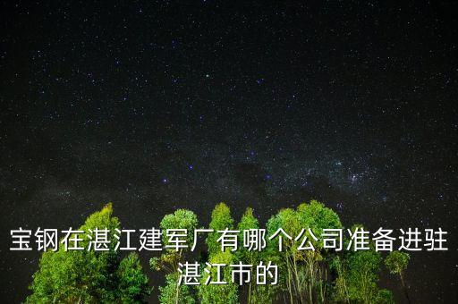 湛江市有什么鋼廠，寶鋼在湛江建軍廠有哪個公司準備進駐湛江市的