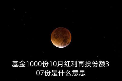 紅利再投資是什么意思，基金1000份10月紅利再投份額307份是什么意思
