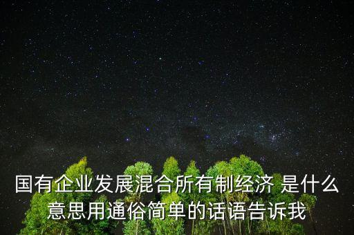 國(guó)有企業(yè)發(fā)展混合所有制經(jīng)濟(jì) 是什么意思用通俗簡(jiǎn)單的話語(yǔ)告訴我