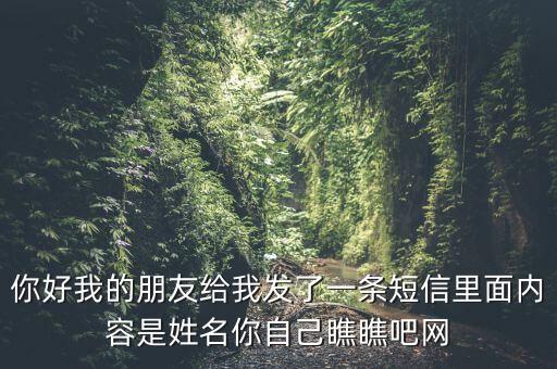 你好我的朋友給我發(fā)了一條短信里面內(nèi)容是姓名你自己瞧瞧吧網(wǎng)