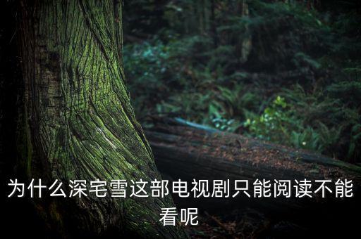為什么深宅雪這部電視劇只能閱讀不能看呢