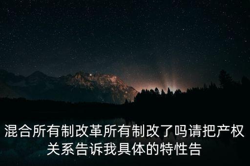 混合所有制改革所有制改了嗎請(qǐng)把產(chǎn)權(quán)關(guān)系告訴我具體的特性告