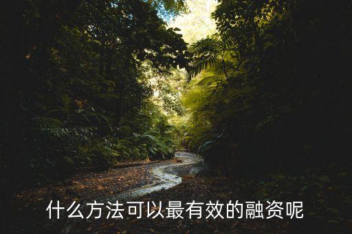 什么方法可以最有效的融資呢