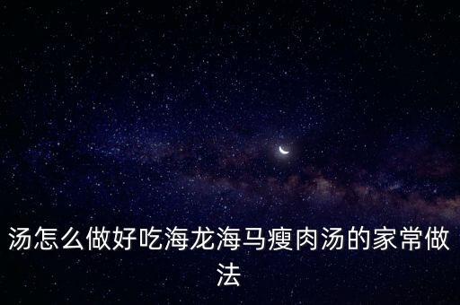 湯怎么做好吃海龍海馬瘦肉湯的家常做法