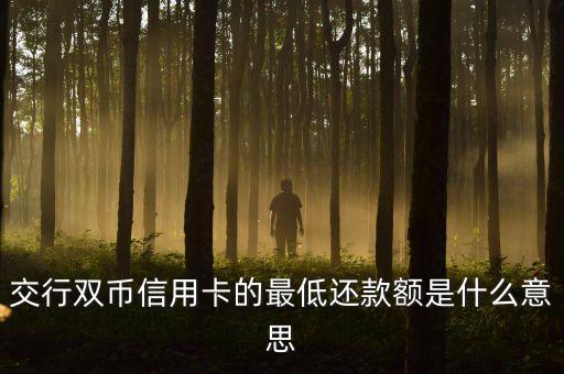 交行雙幣信用卡的最低還款額是什么意思