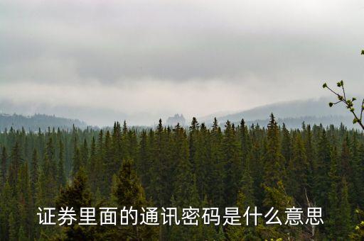 聯(lián)訊證券通訊密碼是什么，證券里面的通訊密碼是什么意思