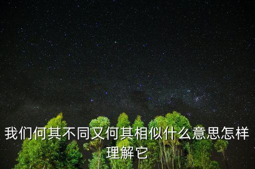 我們何其不同又何其相似什么意思怎樣理解它