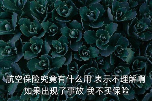 航空保險(xiǎn)究竟有什么用 表示不理解啊 如果出現(xiàn)了事故 我不買保險(xiǎn)