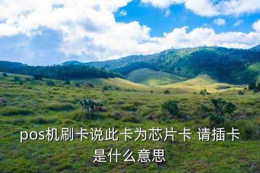 ic卡插入卡槽什么意思，pos機刷卡說此卡為芯片卡 請插卡是什么意思