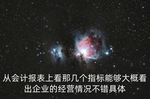 從會計報表上看那幾個指標(biāo)能夠大概看出企業(yè)的經(jīng)營情況不錯具體